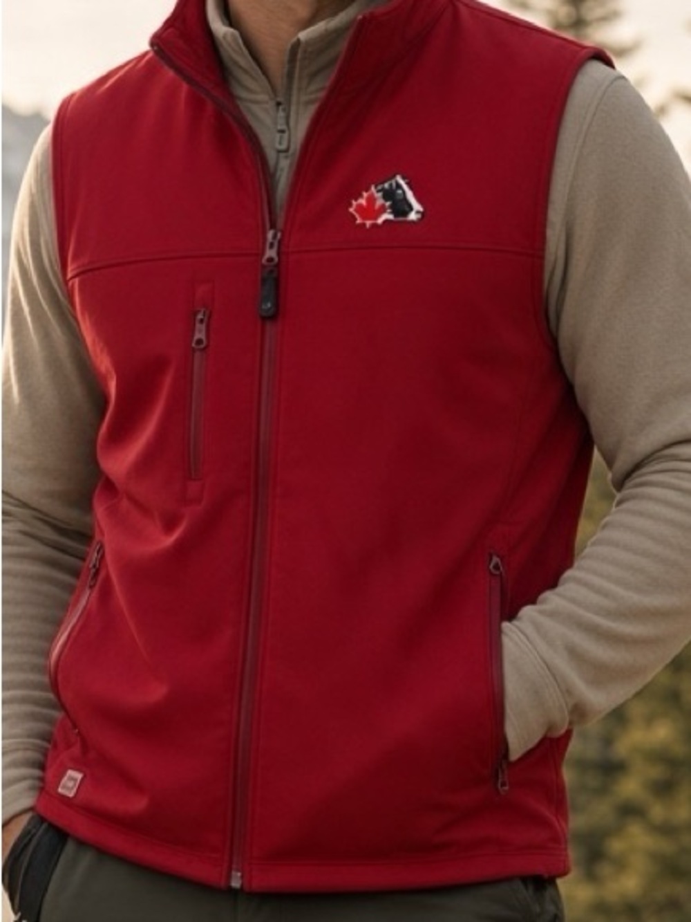 OUTER BOUNDARY Men’s Canadian Theme  Red Vest. VIDEO